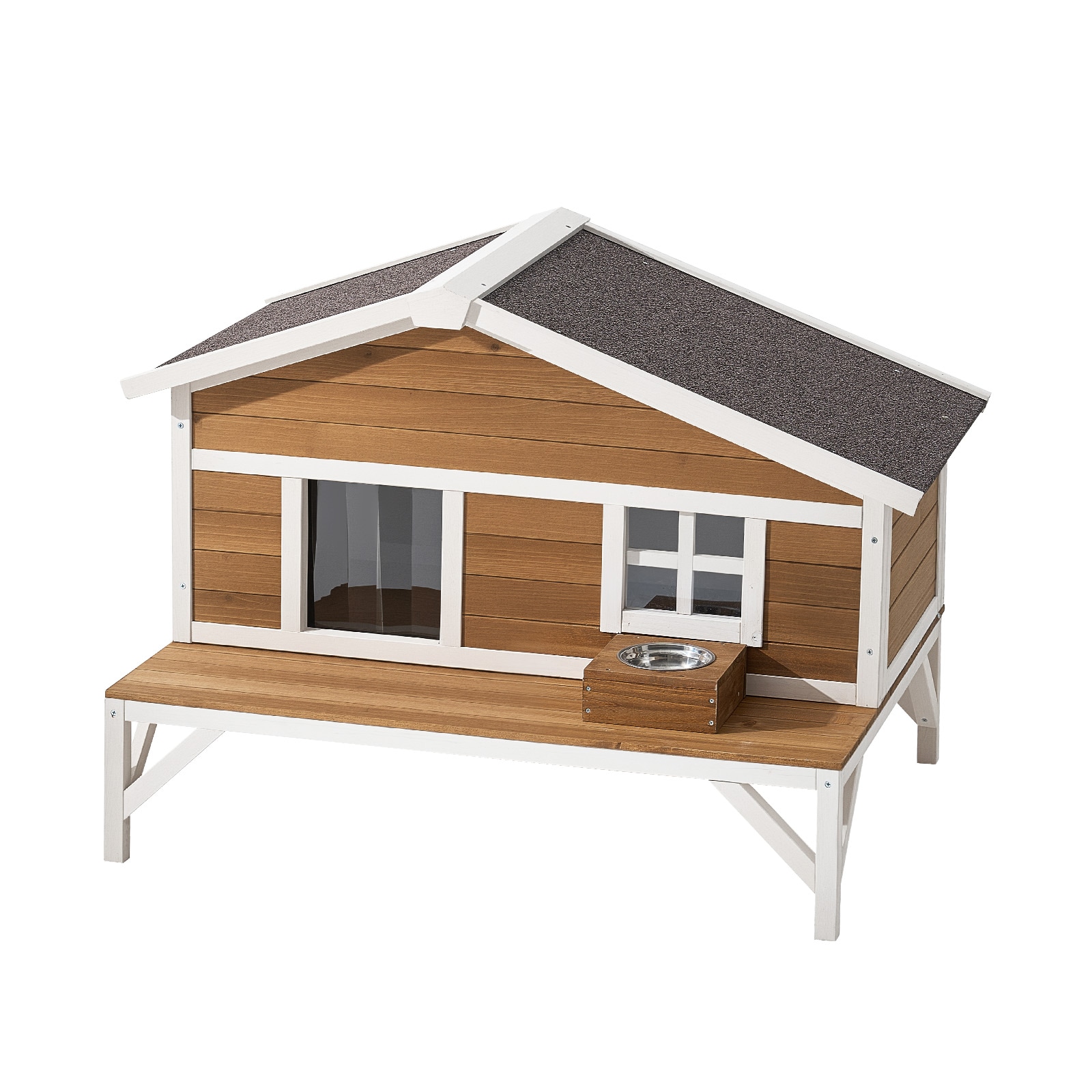 Isolierte Katzenhütte Aus Holz Mit Plattform Für Den Außenbereich_voghion.com
